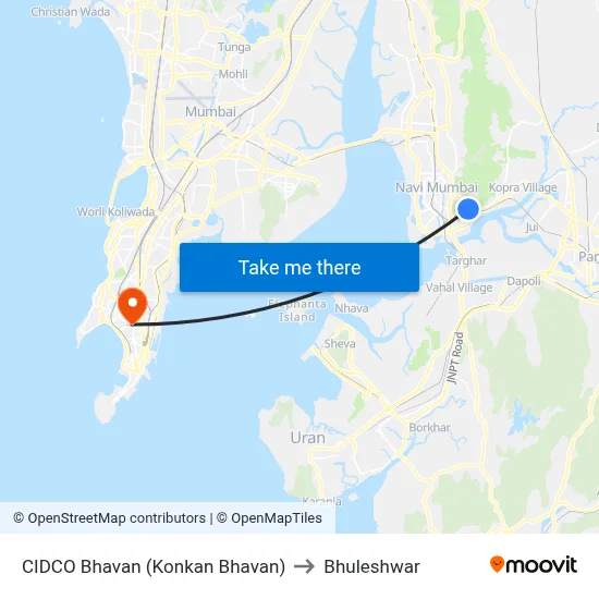 CIDCO Bhavan (Konkan Bhavan) to Bhuleshwar map