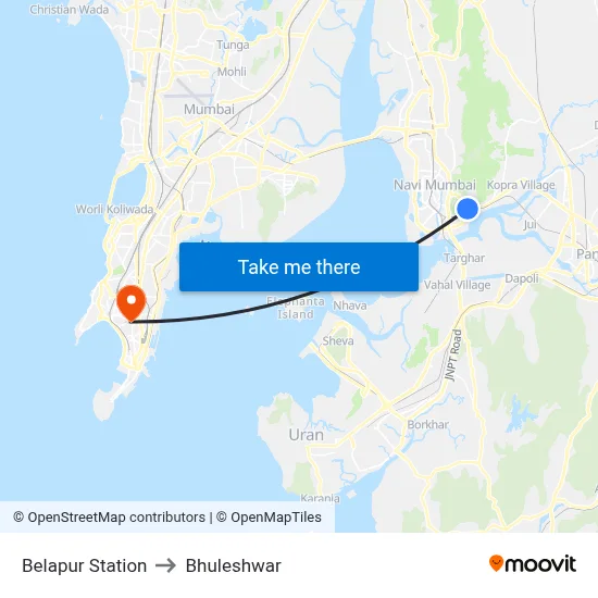Belapur Station to Bhuleshwar map