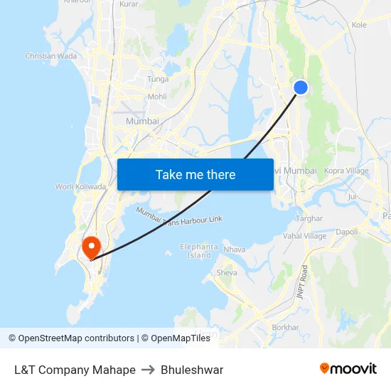 L&T Company Mahape to Bhuleshwar map
