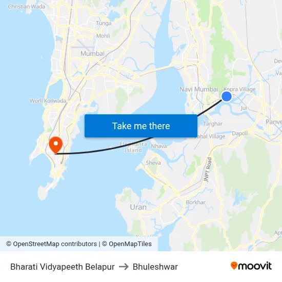 Bharati Vidyapeeth Belapur to Bhuleshwar map