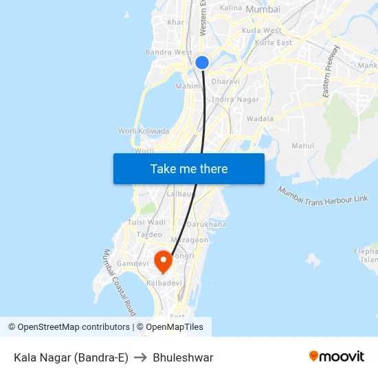 Kala Nagar (Bandra-E) to Bhuleshwar map