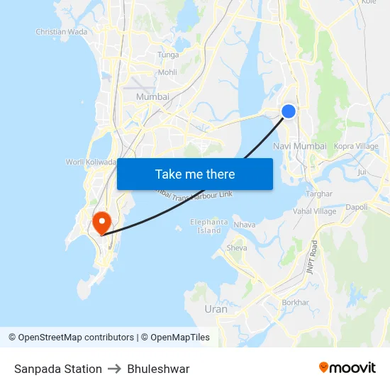 Sanpada Station to Bhuleshwar map