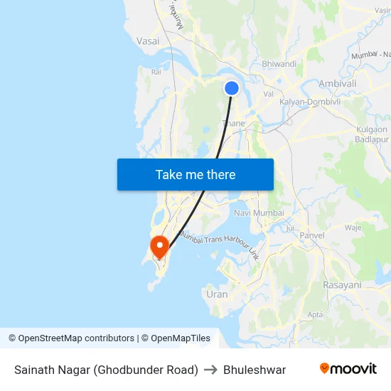 Sainath Nagar (Ghodbunder Road) to Bhuleshwar map