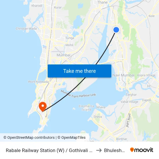 Rabale Railway Station (W) / Gothivali Gaon to Bhuleshwar map
