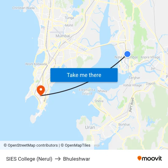 SIES College (Nerul) to Bhuleshwar map