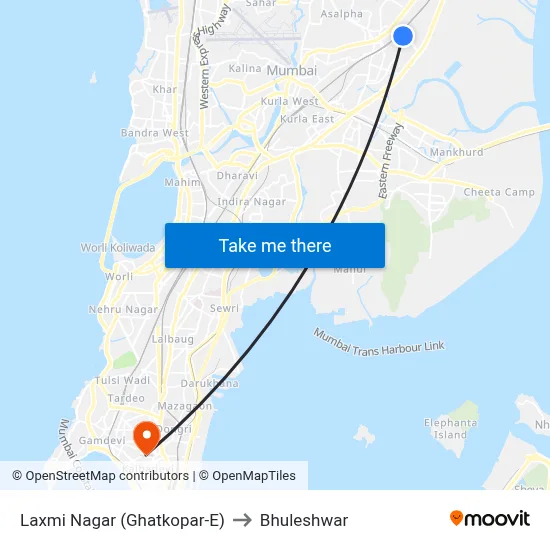 Laxmi Nagar (Ghatkopar-E) to Bhuleshwar map