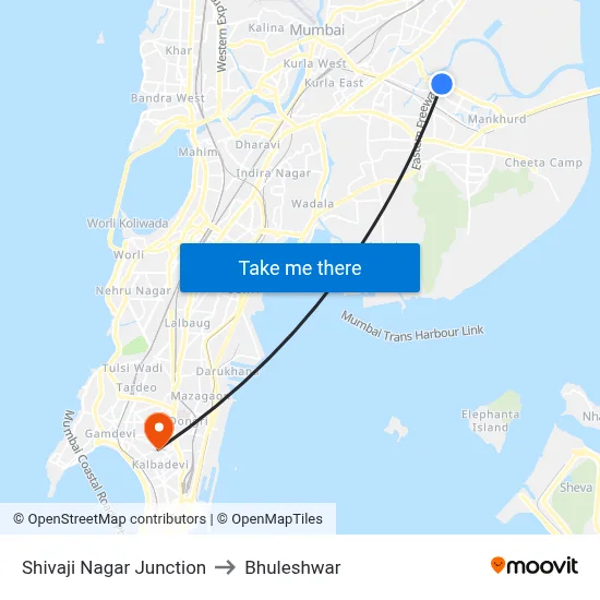 Shivaji Nagar Junction to Bhuleshwar map