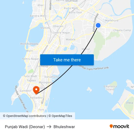 Punjab Wadi (Deonar) to Bhuleshwar map