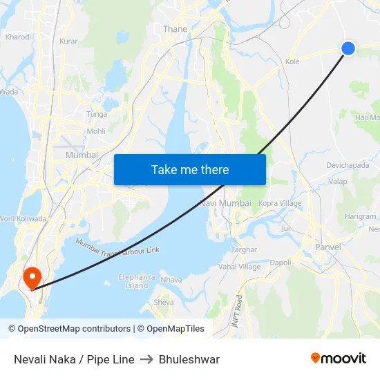 Nevali Naka / Pipe Line to Bhuleshwar map