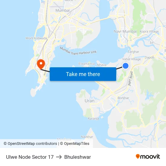Ulwe Node Sector 17 to Bhuleshwar map