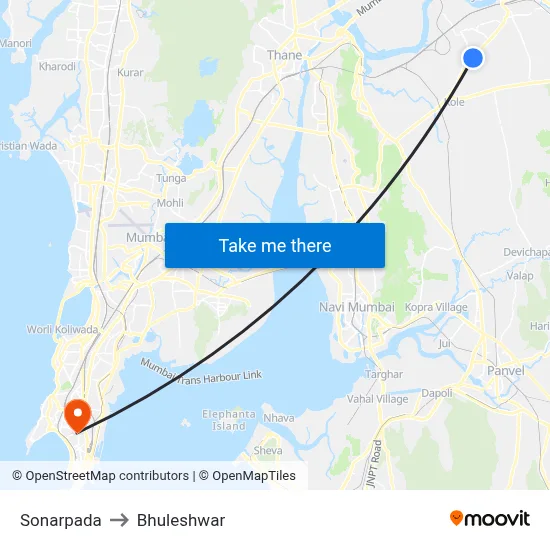 Sonarpada to Bhuleshwar map