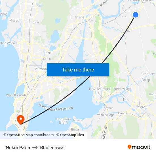 Nekni Pada to Bhuleshwar map
