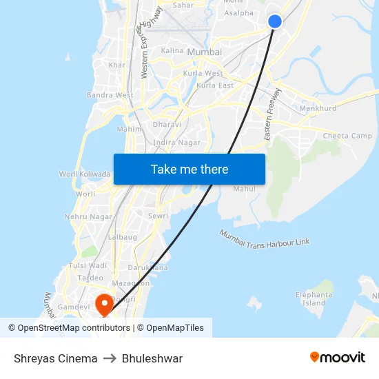 Shreyas Cinema to Bhuleshwar map