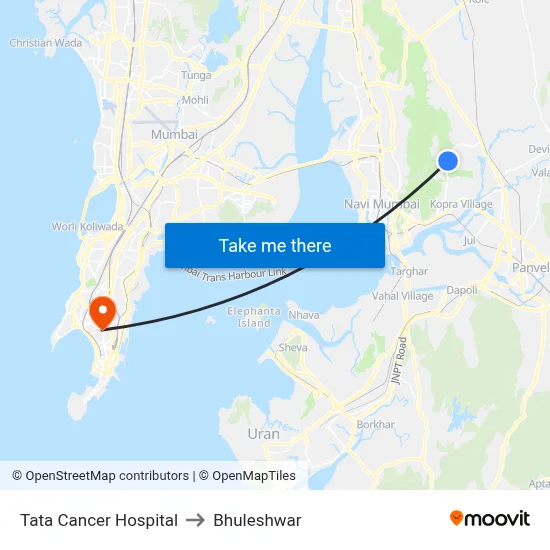 Tata Cancer Hospital to Bhuleshwar map