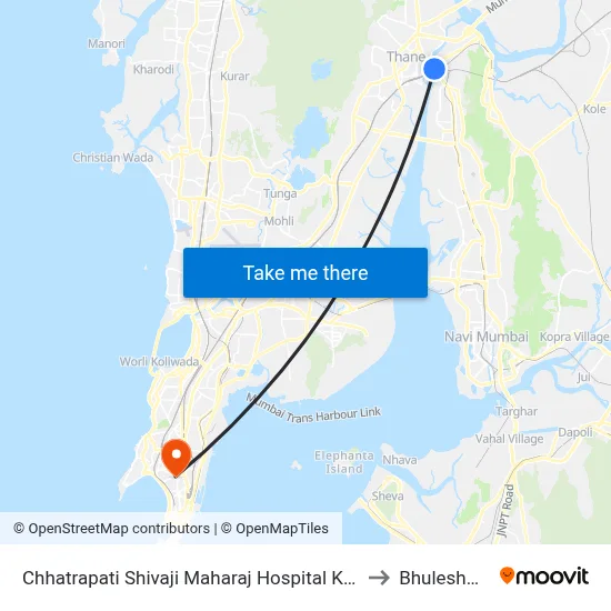 Chhatrapati Shivaji Maharaj Hospital Kalwa to Bhuleshwar map