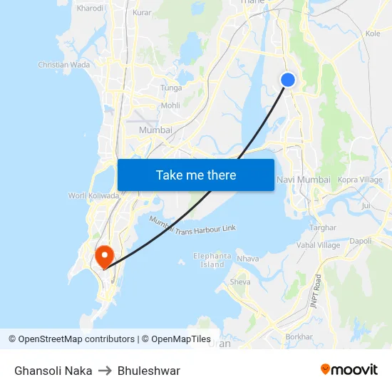 Ghansoli Naka to Bhuleshwar map