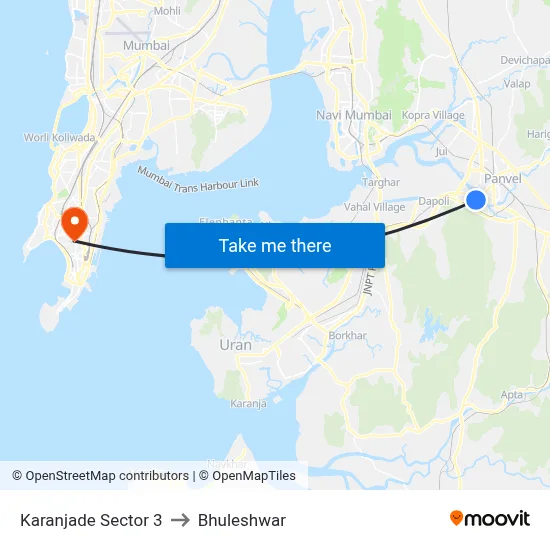Karanjade Sector 3 to Bhuleshwar map