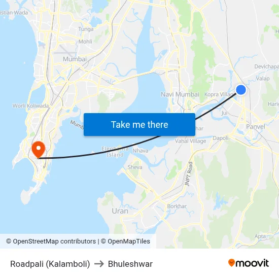 Roadpali (Kalamboli) to Bhuleshwar map