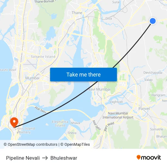 Pipeline Nevali to Bhuleshwar map