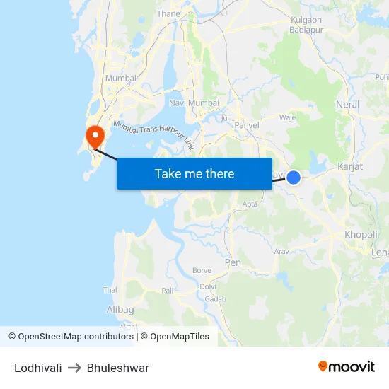 Lodhivali to Bhuleshwar map