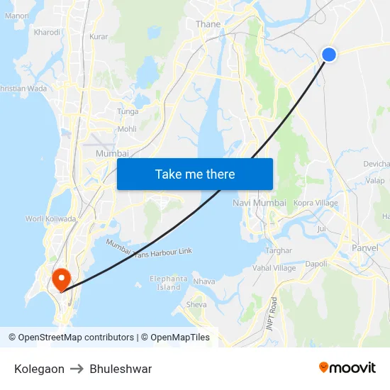 Kolegaon to Bhuleshwar map