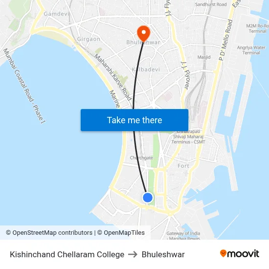 Kishinchand Chellaram College to Bhuleshwar map