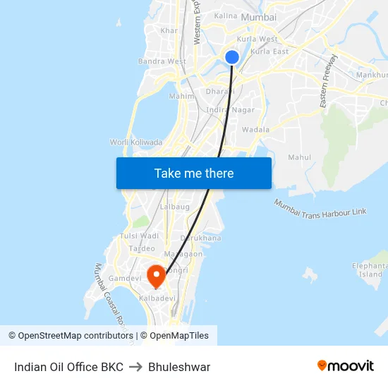 Indian Oil Office BKC to Bhuleshwar map