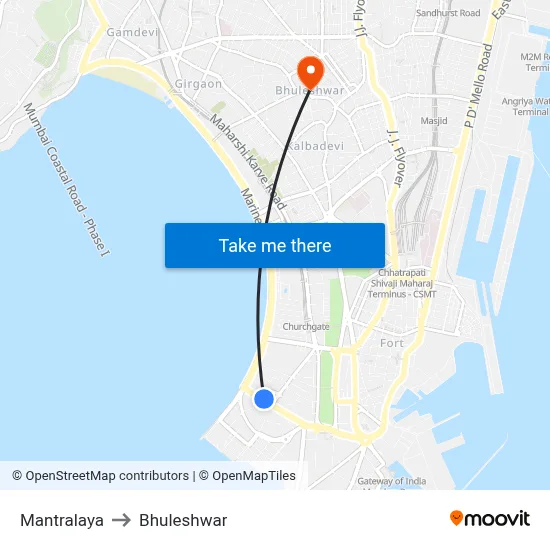 Mantralaya to Bhuleshwar map