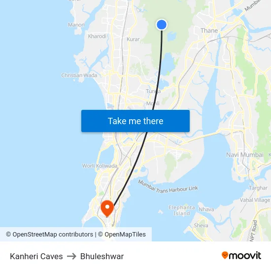 Kanheri Caves to Bhuleshwar map