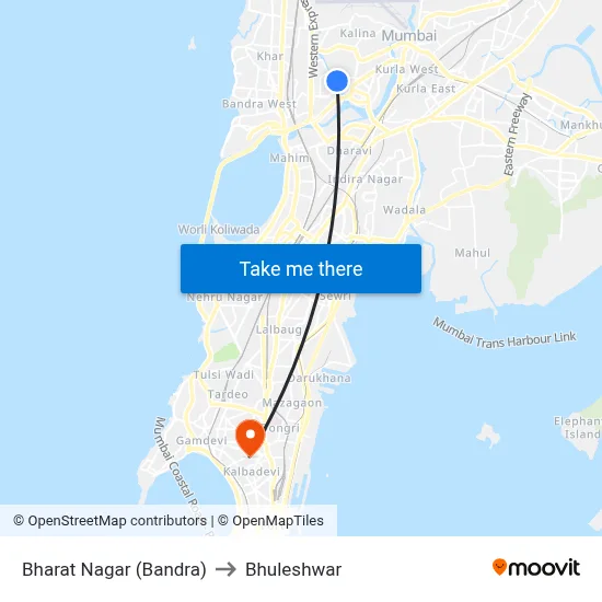Bharat Nagar (Bandra) to Bhuleshwar map