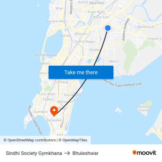 Sindhi Society Gymkhana to Bhuleshwar map