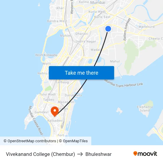 Vivekanand College (Chembur) to Bhuleshwar map