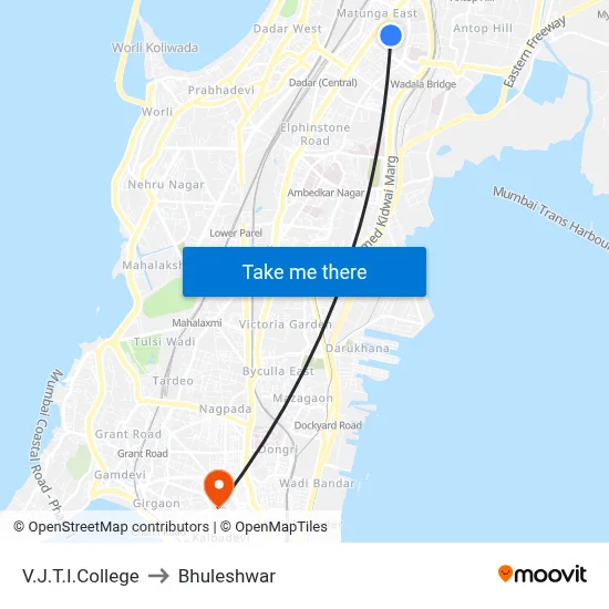 V.J.T.I.College to Bhuleshwar map
