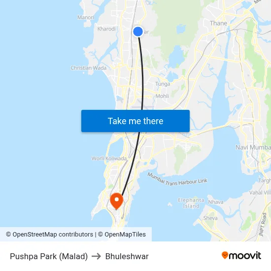 Pushpa Park (Malad) to Bhuleshwar map