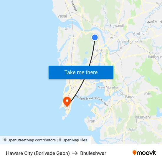Haware City (Borivade Gaon) to Bhuleshwar map