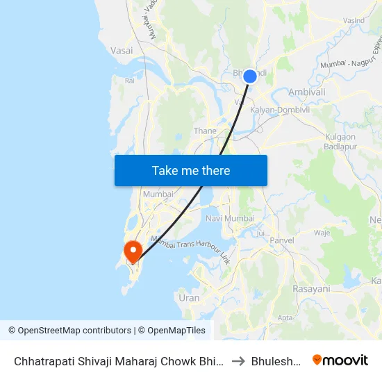 Chhatrapati Shivaji Maharaj Chowk Bhiwandi to Bhuleshwar map