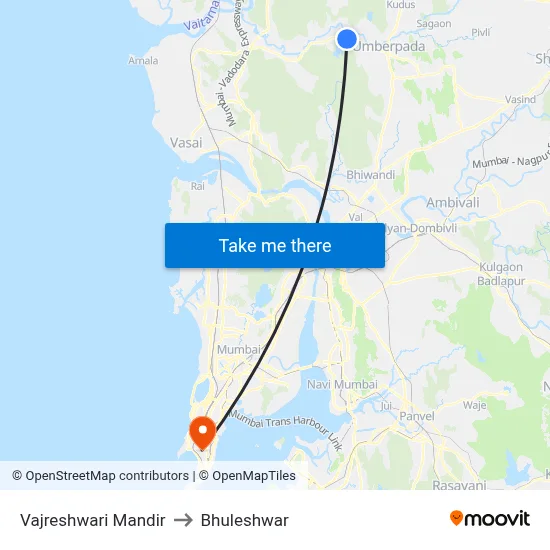 Vajreshwari Mandir to Bhuleshwar map