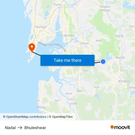 Nadal to Bhuleshwar map