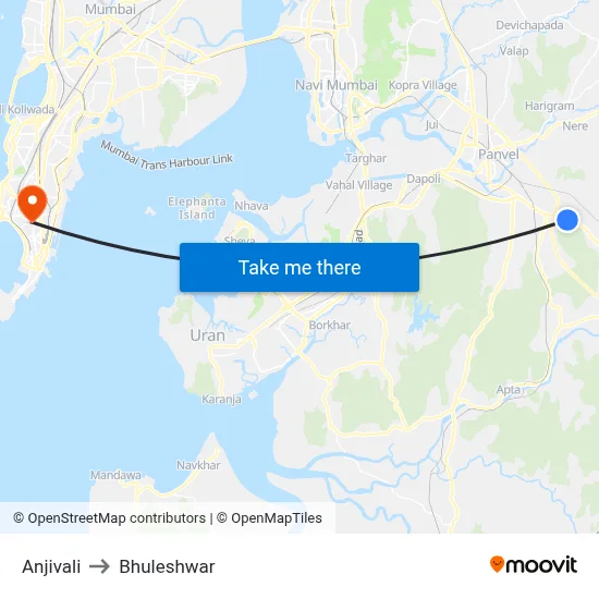 Anjivali to Bhuleshwar map
