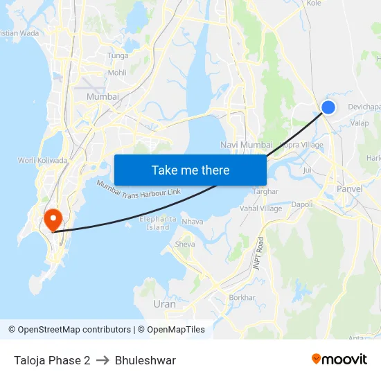 Taloja Phase 2 to Bhuleshwar map