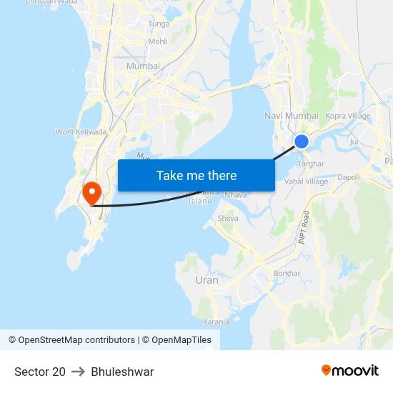 Sector 20 to Bhuleshwar map