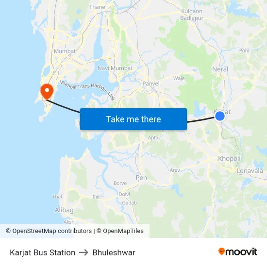 Karjat Bus Station to Bhuleshwar map