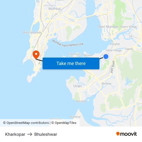Kharkopar to Bhuleshwar map