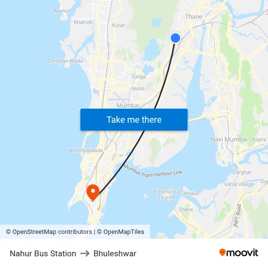 Nahur Bus Station to Bhuleshwar map