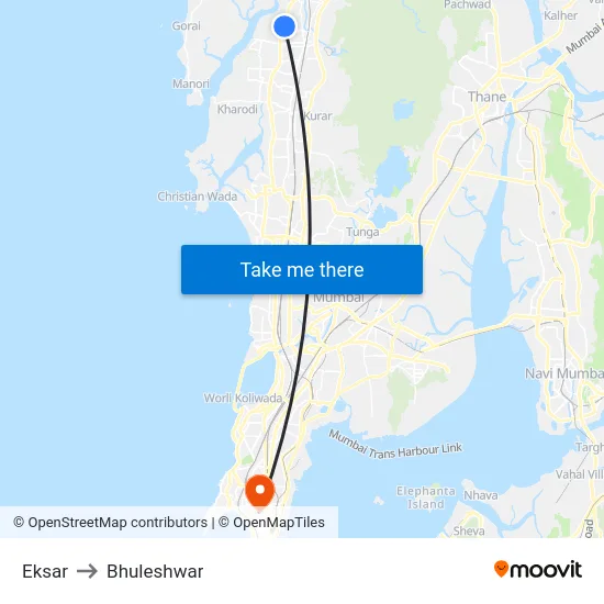 Eksar to Bhuleshwar map