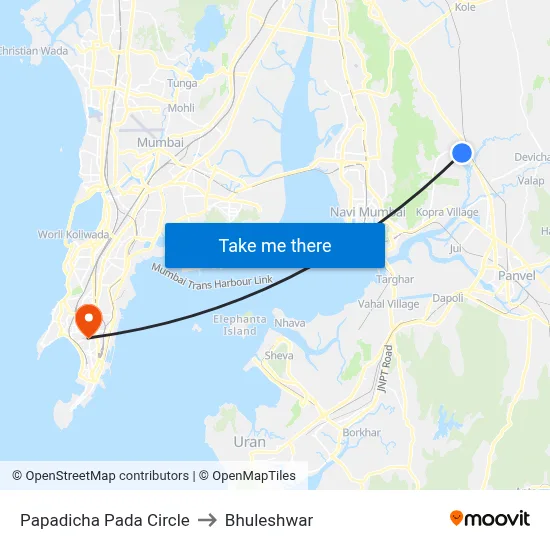 Papadicha Pada Circle to Bhuleshwar map