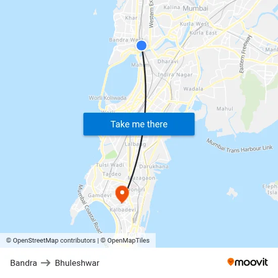 Bandra to Bhuleshwar map