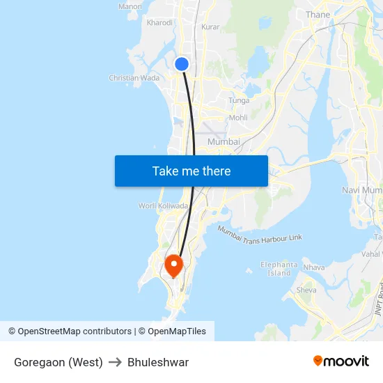 Goregaon (West) to Bhuleshwar map
