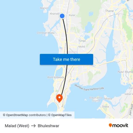 Malad (West) to Bhuleshwar map