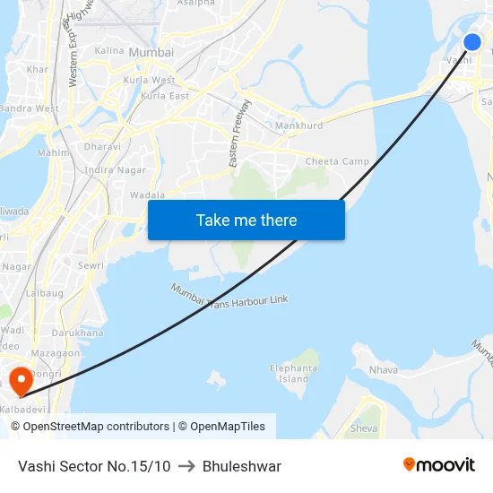 Vashi Sector No.15/10 to Bhuleshwar map